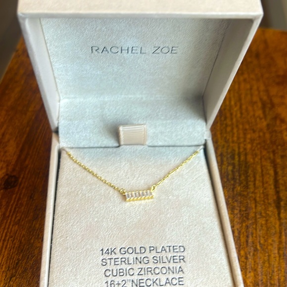 Rachel Zoe 14KT 925 Sterling CZ Gold plated Necklace. New - Picture 1 of 7